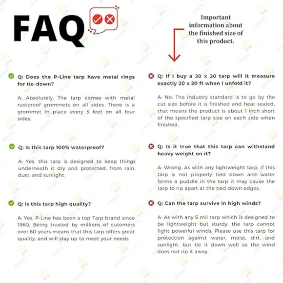 P-LINE Large Blue Tarp Cover –for Secured Tie-Down – 5mil Thick (10'x12') - Picture 3 of 6